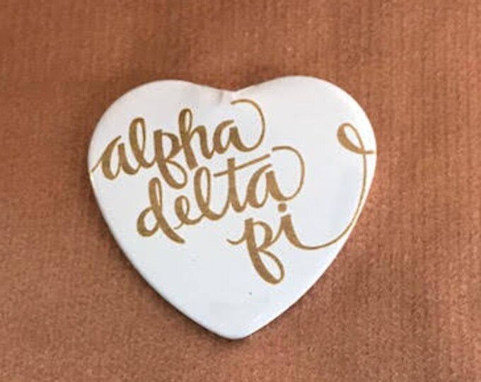 Alpha Delta Pi Heart-Shaped Button