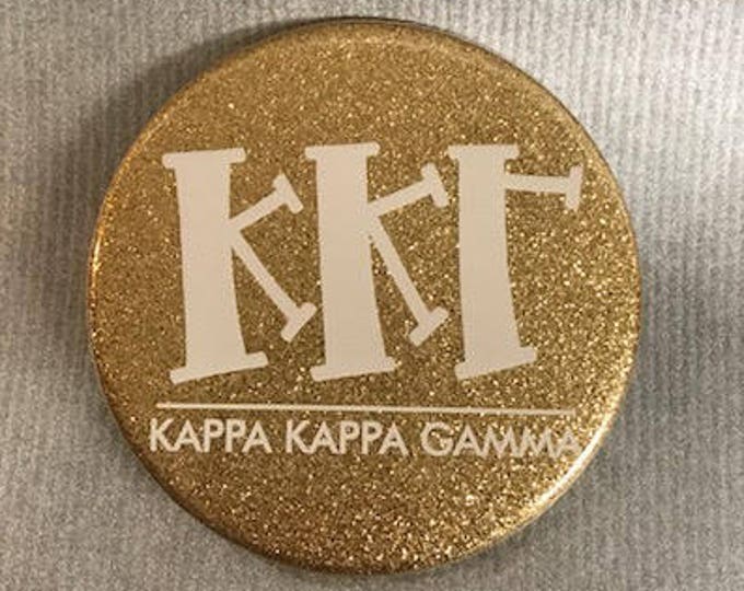 Kappa Kappa Gamma Glitter Gold Button or Magnet
