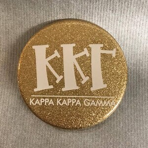 Kappa Kappa Gamma Glitter Gold Button or Magnet