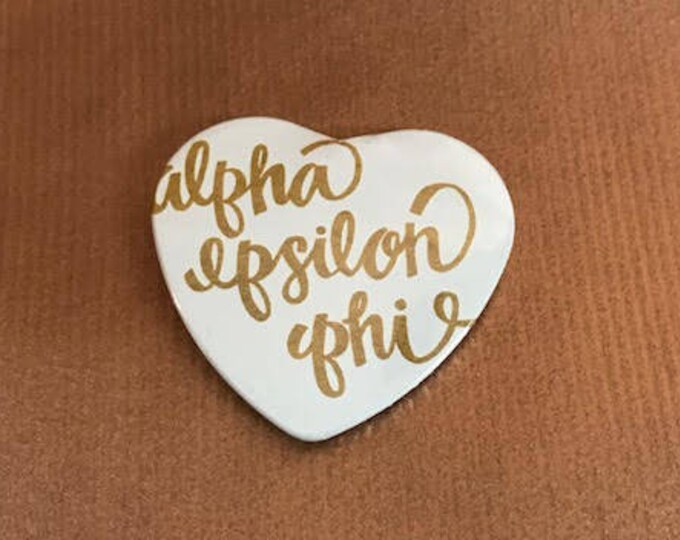 Alpha Epsilon Phi Heart-Shaped Button