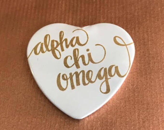 Alpha Chi Omega Heart-Shaped Button