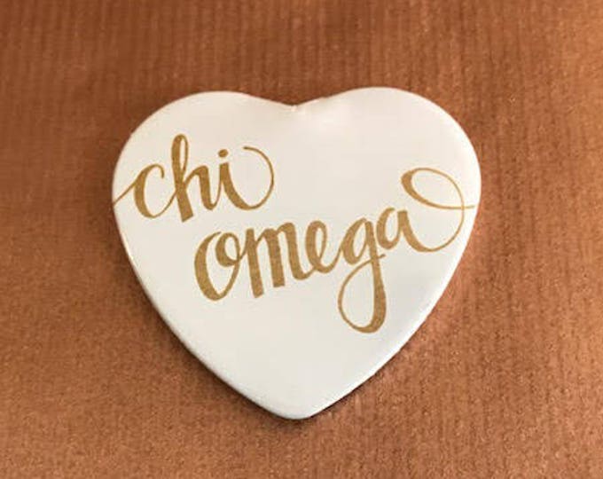 Chi Omega Heart-Shaped Button