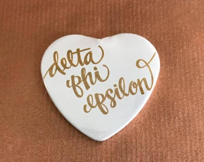 Delta Phi Epsilon Heart-Shaped Button