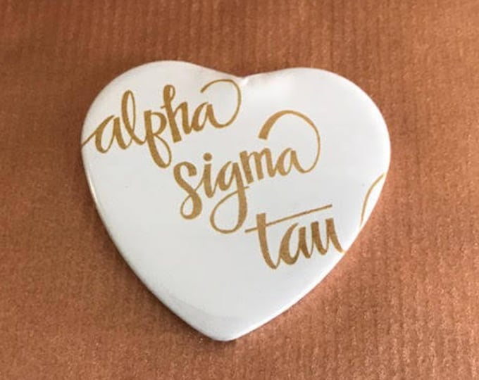 Alpha Sigma Tau Heart-Shaped Button