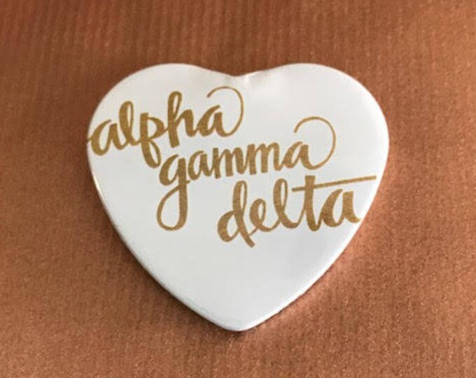 Alpha Gamma Delta Heart-Shaped Button