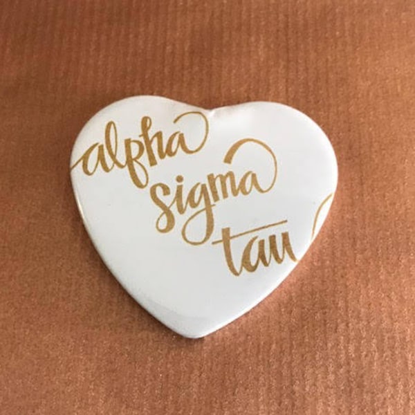 Alpha Sigma Tau Heart-Shaped Button