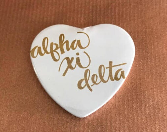 Alpha Xi Delta Heart-Shaped Button