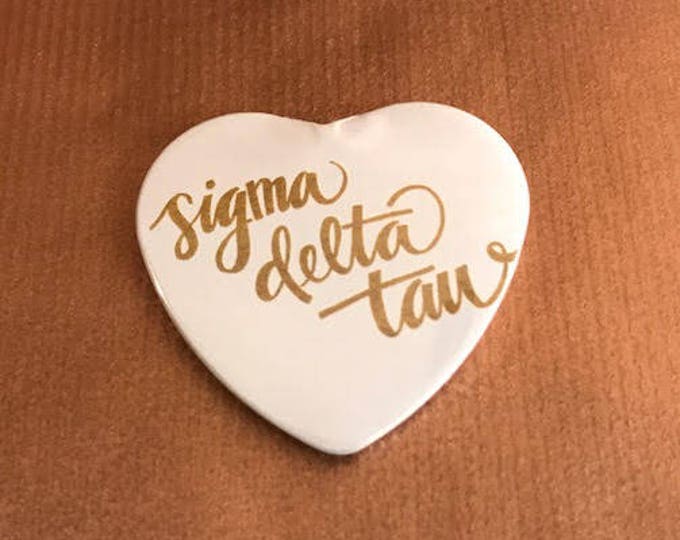 Sigma Delta Tau Heart-Shaped Button