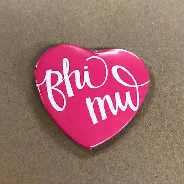 Phi Mu Color Heart-Shaped Button