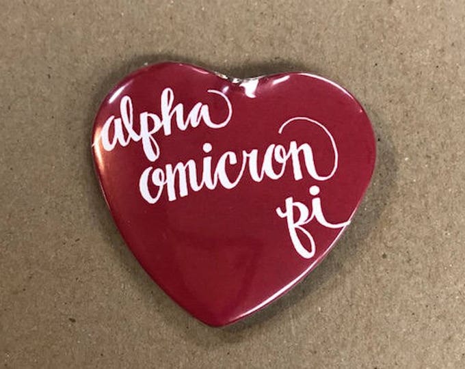 Alpha Omicron Pi Color Heart-Shaped Button