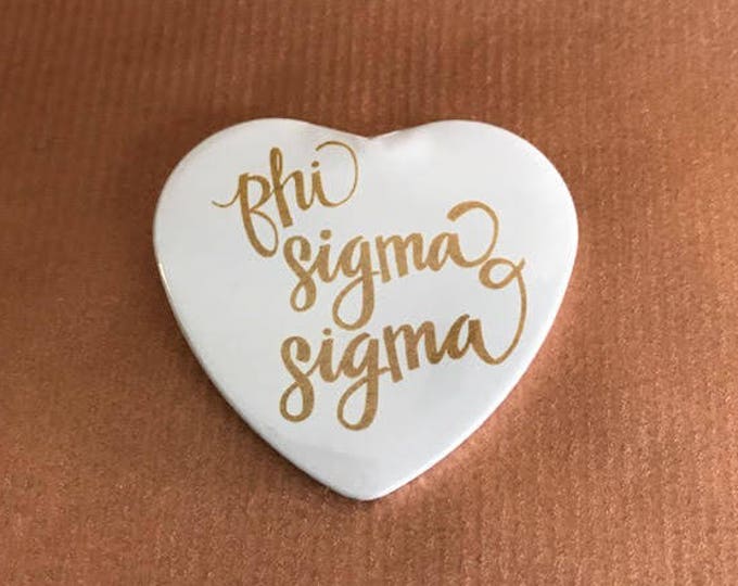 Phi Sigma Sigma Heart-Shaped Button