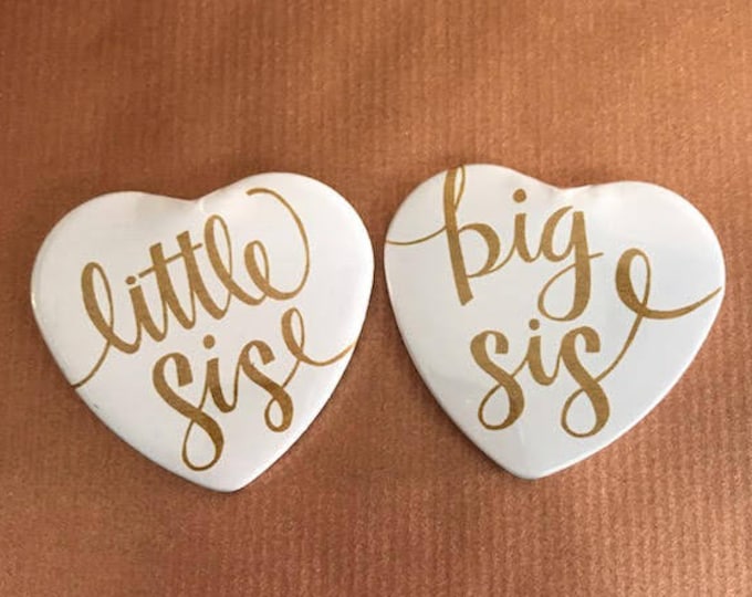 Big Sis & Lil Sis Heart-Shaped Button Pair