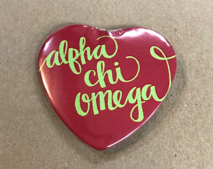 Alpha Chi Omega Color Heart-Shaped Button