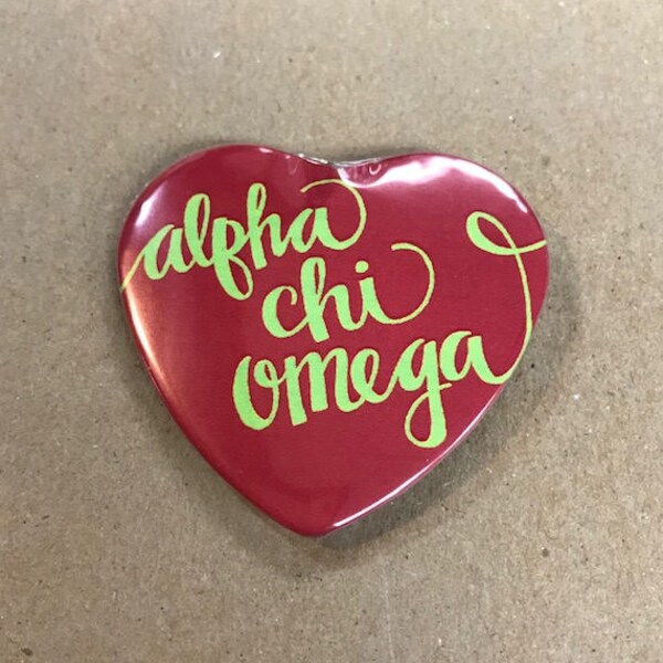 Alpha Chi Omega Color Heart-Shaped Button