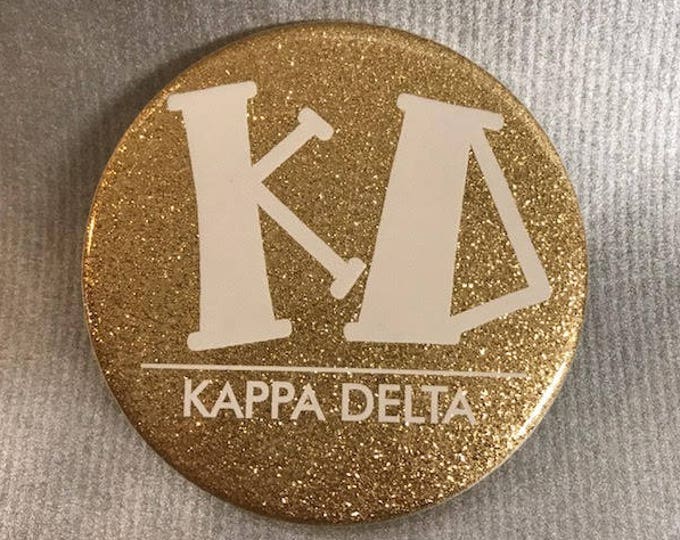 Kappa Delta Glitter Gold Button or Magnet