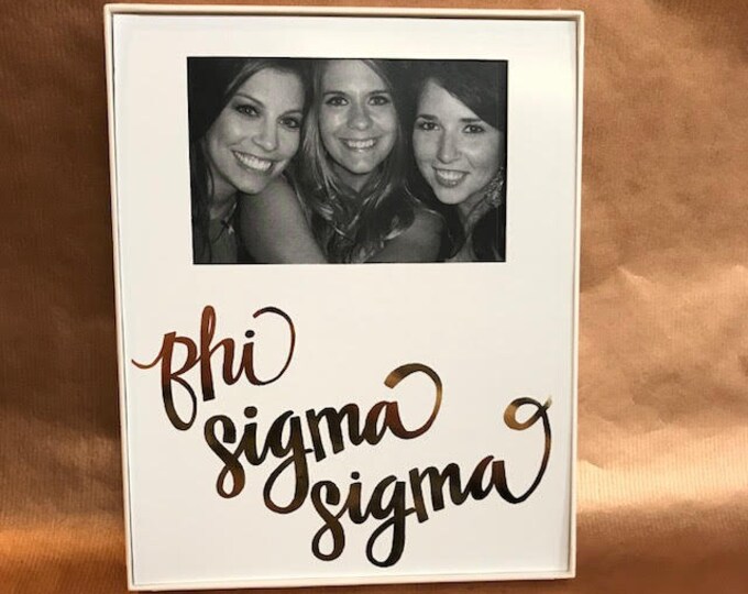 Phi Sigma Sigma Gold Metallic Script Frame