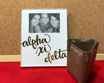 Alpha Xi Delta Gold Metallic Script Frame