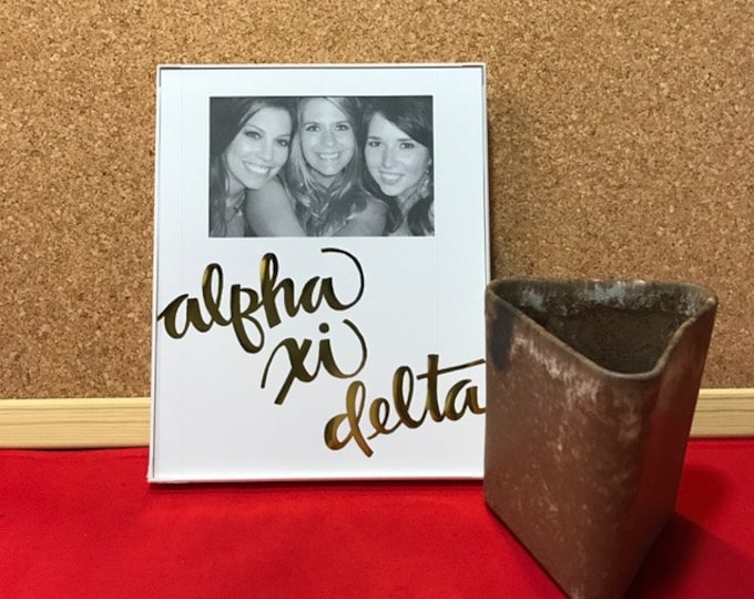Alpha Xi Delta Gold Metallic Script Frame
