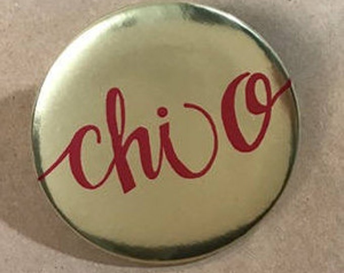 Gold Foil Chi Omega Button or Magnet
