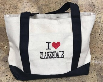 I Heart Clarksdale Natural Canvas Boat Bag
