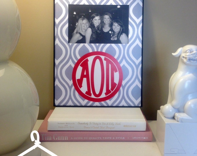 Alpha Omicron Pi Grey Monogram Frame