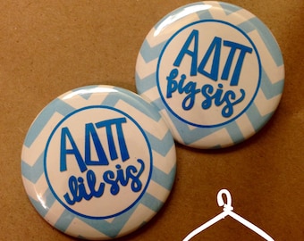 Alpha Delta Pi Big Sis & Lil Sis Button or Magnet Pair