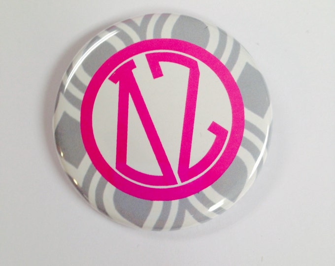 Delta Zeta Grey Monogram Button or Magnet