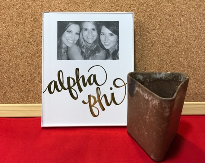 Alpha Phi Gold Metallic Script Frame