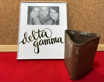 Delta Gamma Gold Metallic Script Frame
