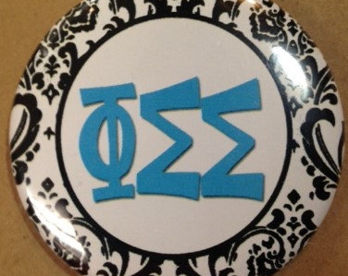 Phi Sigma Sigma Damask Button or Magnet