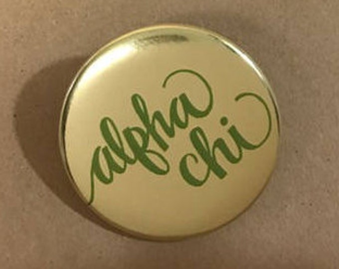 Gold Foil Alpha Chi Omega Button or Magnet