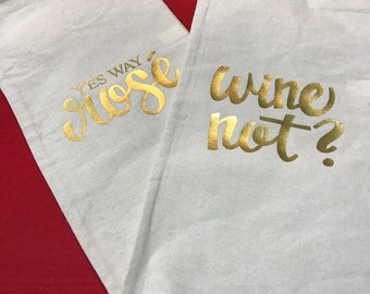 Gold Printed Canvas Wine Bags