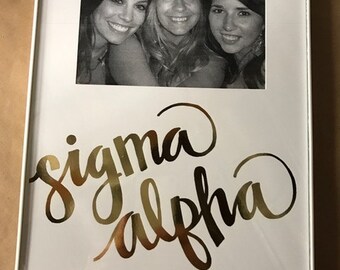 Sigma Alpha Gold Metallic Script Frame