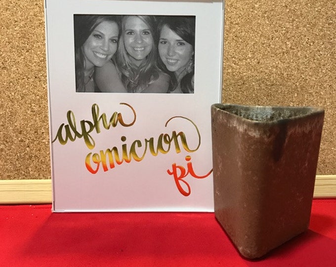 Alpha Omicron Pi Gold Metallic Script Frame