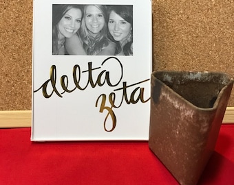 Delta Zeta Gold Metallic Script Frame