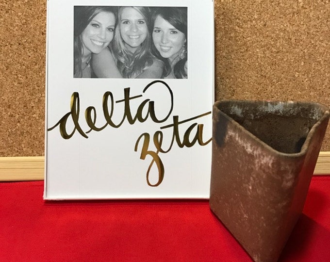 Delta Zeta Gold Metallic Script Frame