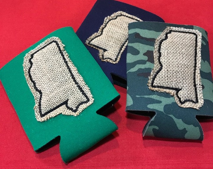 Mississippi Burlap Applique Huggie