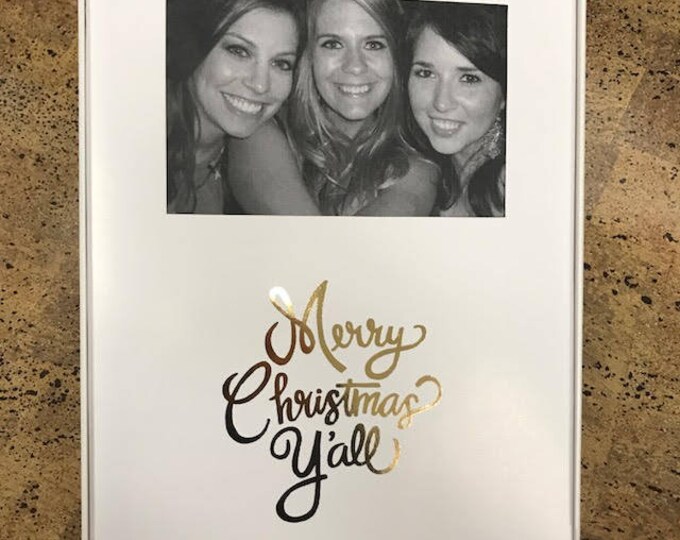 Merry Christmas Y'all Gold Metallic Script Frame