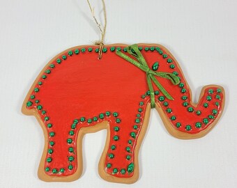 Dansk Gingerbread Red Elephant Cookie Cutter Ornament Large