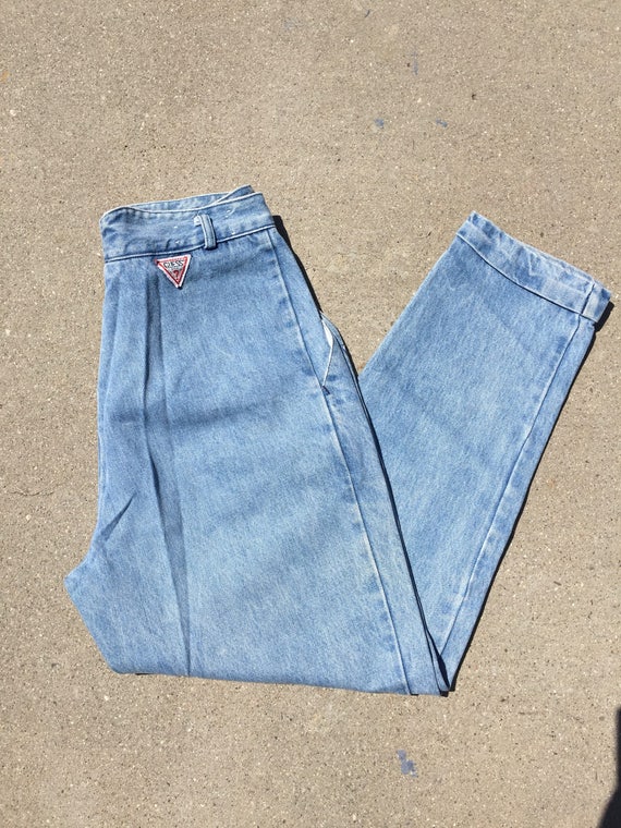 90s Guess Jeans: Baggy Cuffed Up Lightwash Jeans//