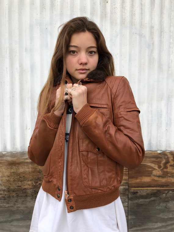 Vintage Brown Leather Jacket // vintage leather ja