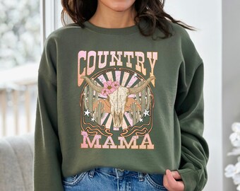 Country Mama Grunge Graphic Sweatshirt | Mama Sweatshirt | Unisex Sweatshirt | Women's Sweatshirt | Gift for Her | Mom Life | Mother's Day