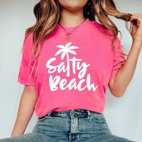 Salty Beach Garment Dyed Short Sleeve Tee | Unisex Fit | Beach Tee | Women's Tee | Comfort Colors® Tee | Travel Tee | Vacation Tee | Graphic
