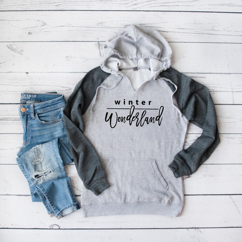 Holiday Hoodie Fun Winter Hoodie Sweatshirt Winter Wonderland Winter Sweatshirt Baby It/'s Cold Outside Raglan Hoodie Sweatshirt