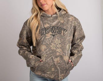 Embroidered Howdy Bull Varsity - Camo Hoodie