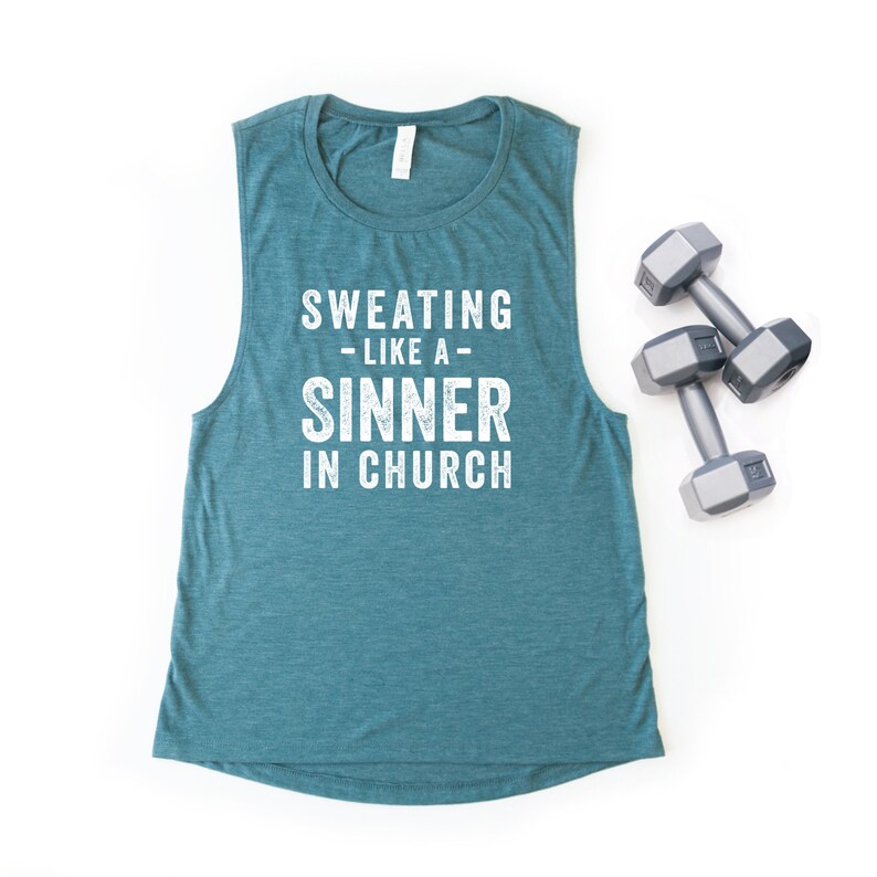 Sweating Like a Sinner in Church Muscle Tank Workout Tank | Etsy