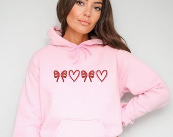 Embroidered Hearts And Bows - Women's Graphic Hoodie