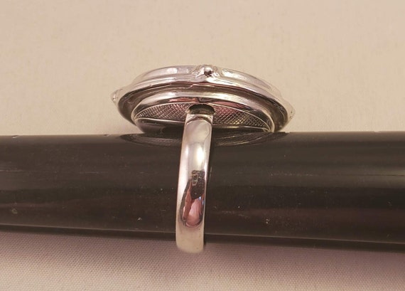 Vintage Statement Oval Abalone Shell Silver Tone … - image 3