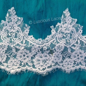 Encaje Chantilly, re-bordado alámbrico, magnífico encaje francés, ancho Original diseño, encaje de la boda, cordón con pestañas, corte nupcial