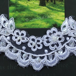 Alencon Beaded Lace Hochzeit Trim, wunderschöne französische Spitze für Kleid Kante oder Schleier, Bridal Wedding üppigen Spitzen, Bridal Trimmen in weiß